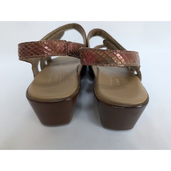 Munro Sandal Mary Jane Brown Snake Print Wedge Adjustable Strap Shoes Sz 6M - Picture 3 of 8